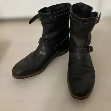 chausser / 무카바 블랙 천연 가죽 엔지니어 부츠 24.5