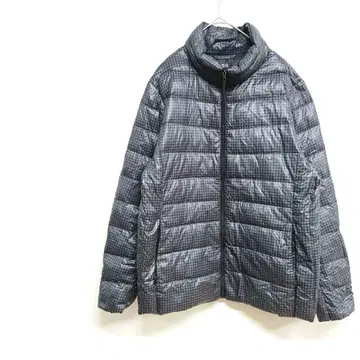 UNIQLO 그레이 체크 퀼팅 다운 자켓 다운 90 XX L