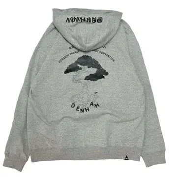 DENHAM 그레이 후드 부착 후드티