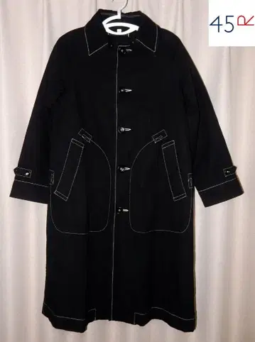 45R 블랙 면 소재 코트