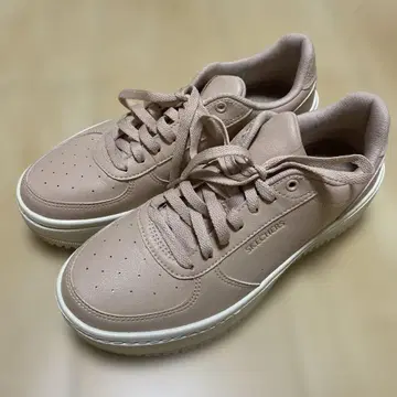 SKECHERS 메모리폼 스니커즈 24.5 핑크 가죽 통굽 새상품급