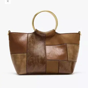 ZARA 패치워크 경질 핸들 미니 버킷백