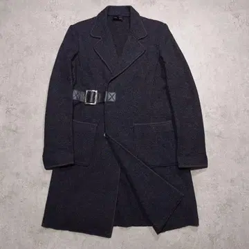 EMPORIO ARMANI 가죽 벨트 울 코트 L