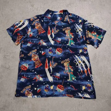 SUNSURF 알로하 셔츠 THE DAY OF SPACE ROBOT L