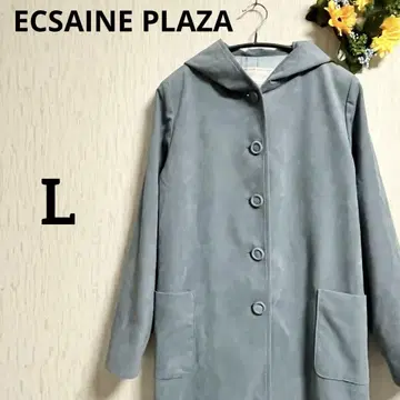 ECSAINE PLAZA 후드 부착 코트 라이트 블루 울트라 스웨이드