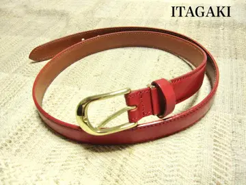 컨디션 최상 ITAGAKI 빨간색 가죽 벨트 여성용
