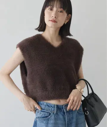 브라운 샤기 베스트
