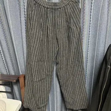 울 스트라이프 와이드 슬랙스