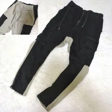 [ 현행 재구축 ] 칸비오 절개 맨투맨 카고 팬츠 블랙