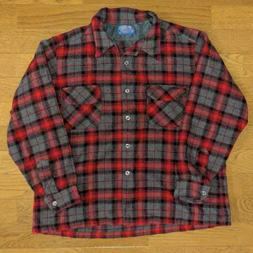 70s PENDLETON 울 체크 보드 셔츠 루프 칼라