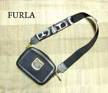 [ 새상품급 ] FURLA 이탈리아제 가죽&캔버스 스퀘어 숄더백