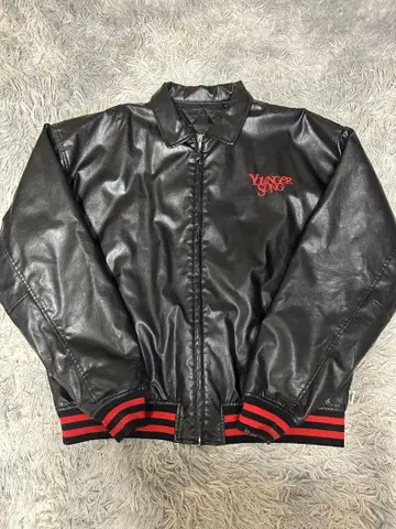 새상품급  Leather Stadium Jacket
