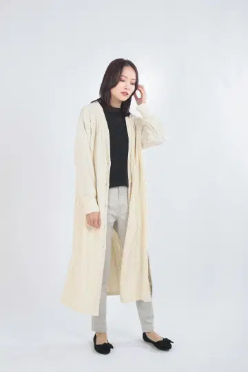 자카드 롱 가디건 여성용
