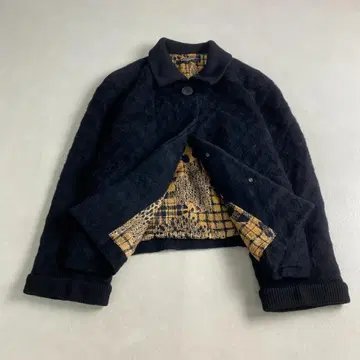 레오나르 블루종 긴 털 안감 올 패턴 알파카 혼방 블랙 LEONARD