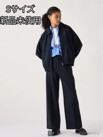 UNIQLO 브러쉬드 저지 와이드 팬츠 S 사이즈 네이비