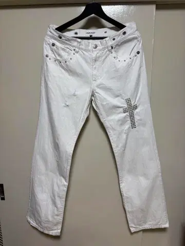 LEMONed 데미지 데님 화이트 데님 스터드 hide xjapan