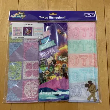 도쿄 디즈니랜드 MARVEL GROOT 미니 타월 3개 세트