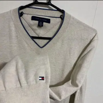타미힐피거 남성용 스웨터 화이트 L 사이즈