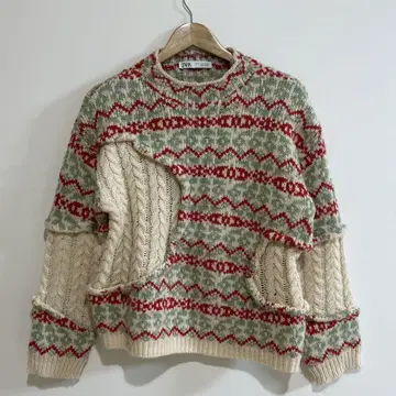 자라 ZARA 레이어드 스타일 케이블 니트 자카드 스웨터