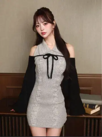 Darich 다리치 숏 볼레로 니트 미니 원피스 Free 사이즈