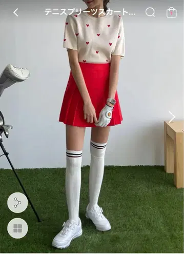 여성용 플리츠 스커트 레드 사이즈 55