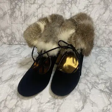 퍼 달린 블랙 하이힐 24.5cm mayla 스웨이드 원단 블랙