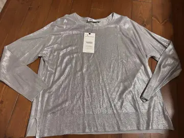 새상품! ZARA 파인 니트 포일 디테일 스웨터 실버 M