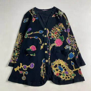 레오나르 가디건 골드 버튼 꽃무늬 보석 LEONARD FASHION