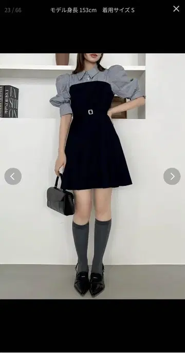 dazzlin 다즐린 레이어드 셔츠 미니 원피스 네이비