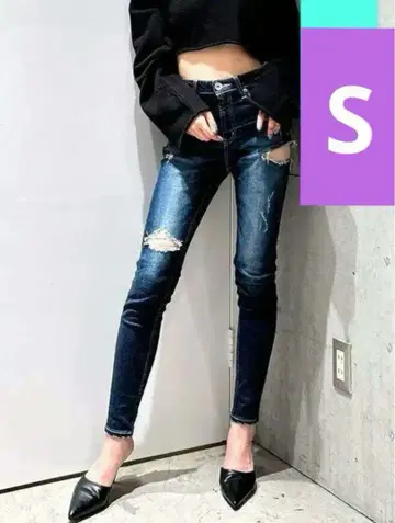 GYDA 데미지 가공 스키니 데님 S