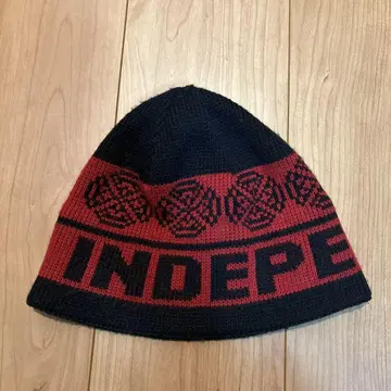 INDEPENDENT 블랙 레드 니트 모자 비니