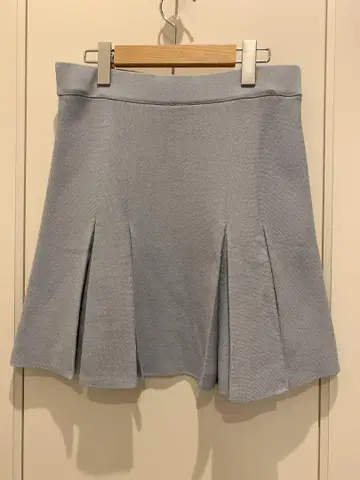 ZARA 니트 박스 플리츠 스커트 여성용 M 블루