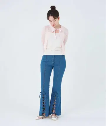 레이스업 데님 팬츠 TINA: JOJUN 인디고 블루