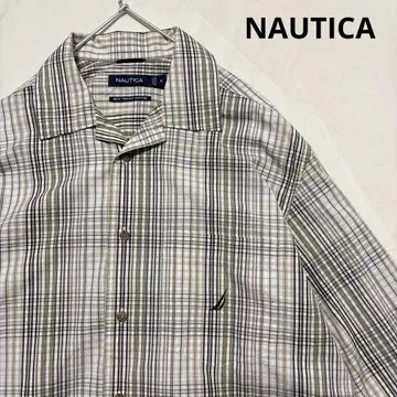 NAUTICA 오픈 카라 체크 셔츠 긴팔 M 사이즈 노티카
