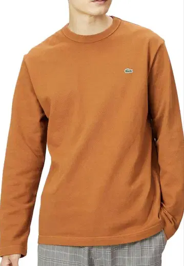 LACOSTE 클래식 핏 긴팔 T셔츠 L 브라운