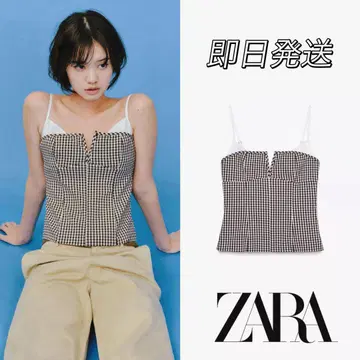 ZARA 콤비 깅엄 체크 스트레치 상의 정가 5990엔