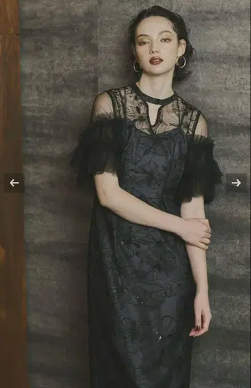 ANDRESD key neck embroidery dress 블랙 S