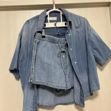 ZARA 데님 반팔 셔츠 숏팬츠 세트