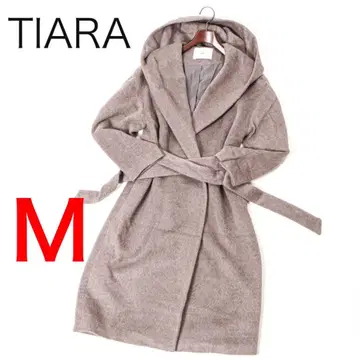 E5536-98 티아라 후디드 울 가운 코트