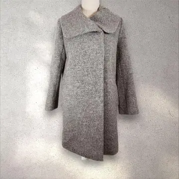 새상품급 노블 빅칼라 롱 코트 그레이 L 아우터 울 혼방