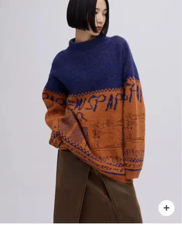 NEWS PAPER JACQUARED KNIT TOP