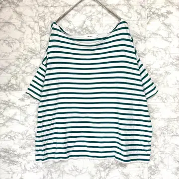 니코앤드 보더 무늬 칠부 소매 티셔츠(LL) 드롭 숄더 루즈핏