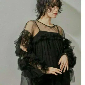 표시 택 없음 niana ANDRESD 데코라티브 튤 상의