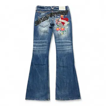 RED PEPPER embroidery flare denim 28 Y2K