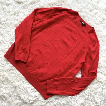 유니클로 UNIQLO 3D 캐시미어 크루넥 스웨터 레드 빨간색 사이즈 L
