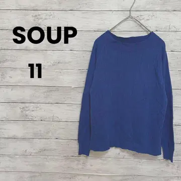 [ SOUP ] 수프 월드 니트 풀오버 (11) 블루 가로 슬릿