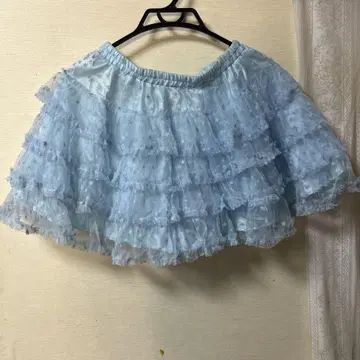 BODYLNE 스카이블루 프릴 스커트 별 패턴