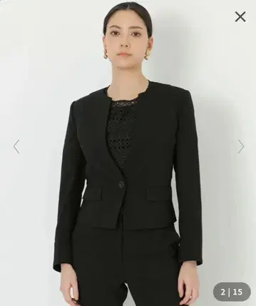 새상품 EPOCA 라이트 크로스 노카라 자켓 블랙 로고 버튼 워셔블 S
