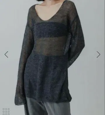 [ yo BIOTOP ] Sheer mohair V top 그레이