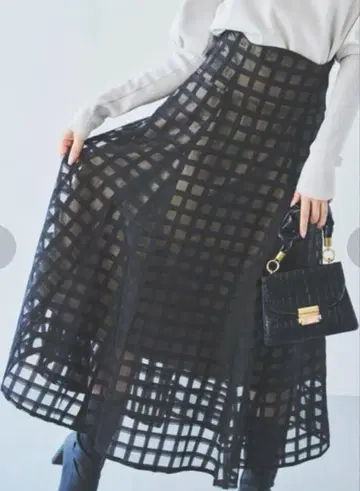 dazzlin 시어 체크 코르셋 스커트